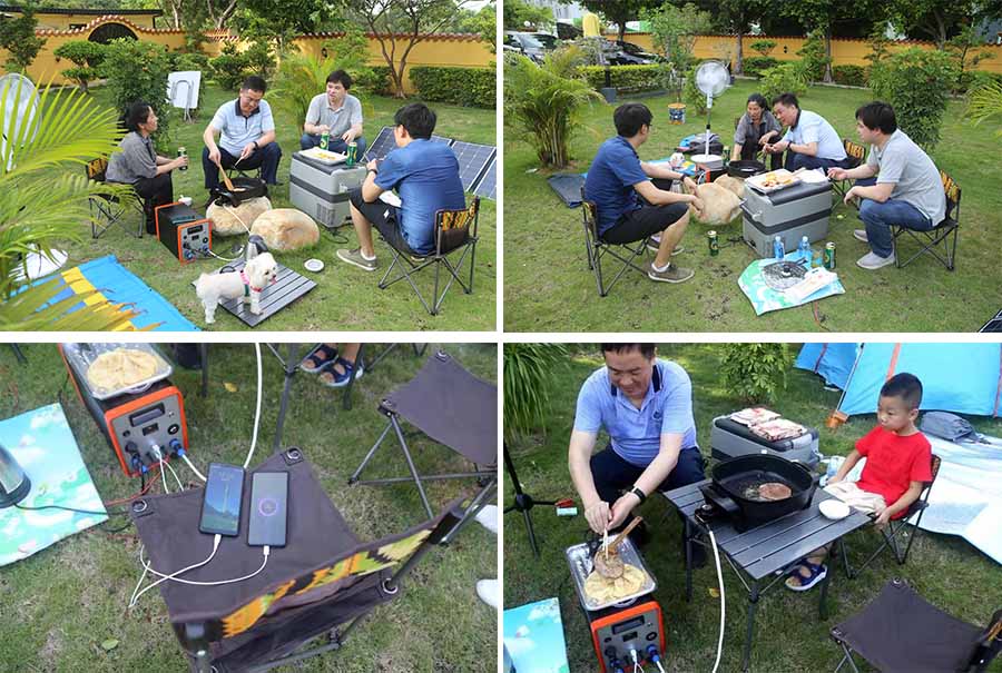Camping avec centrale électrique portable