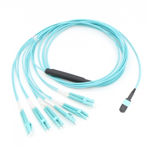 Câble de sortie/dérivation de faisceau de fibres optiques multimode OM3 duplex MPO-6LC à 12 fibres