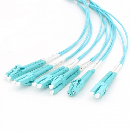Câble de sortie/sortie de faisceau de fibres optiques multimode OM3 duplex 12 fibres MPO (mâle)-6LC